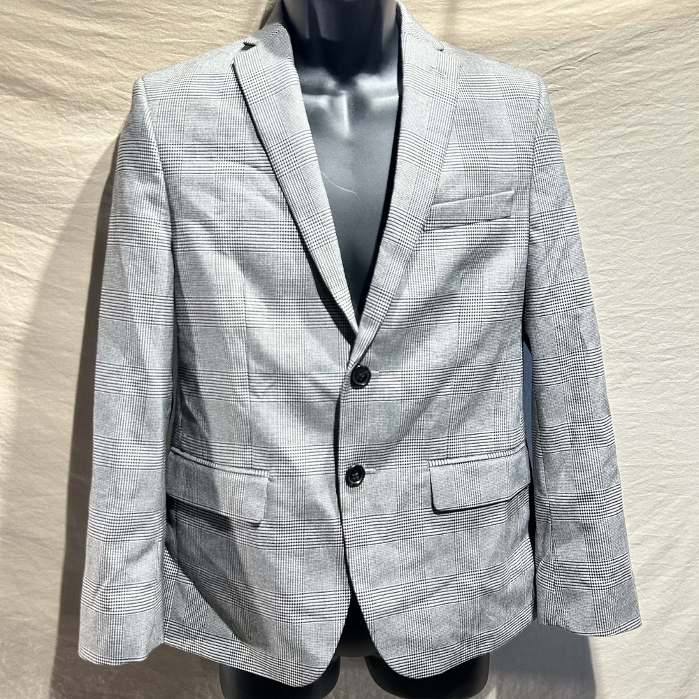 Lauren Ralph Lauren Boys 16R Suit Jacket Blazer Gray Glen Plaid Stretch